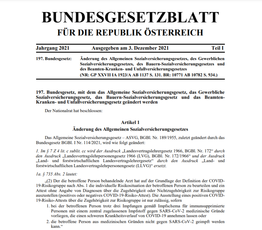BUNDESGESETZBLATT FÜR DIE REPUBLIK ÖSTERREICH Jahrgang 2021, ausgegeben am 3. Dezember 2021