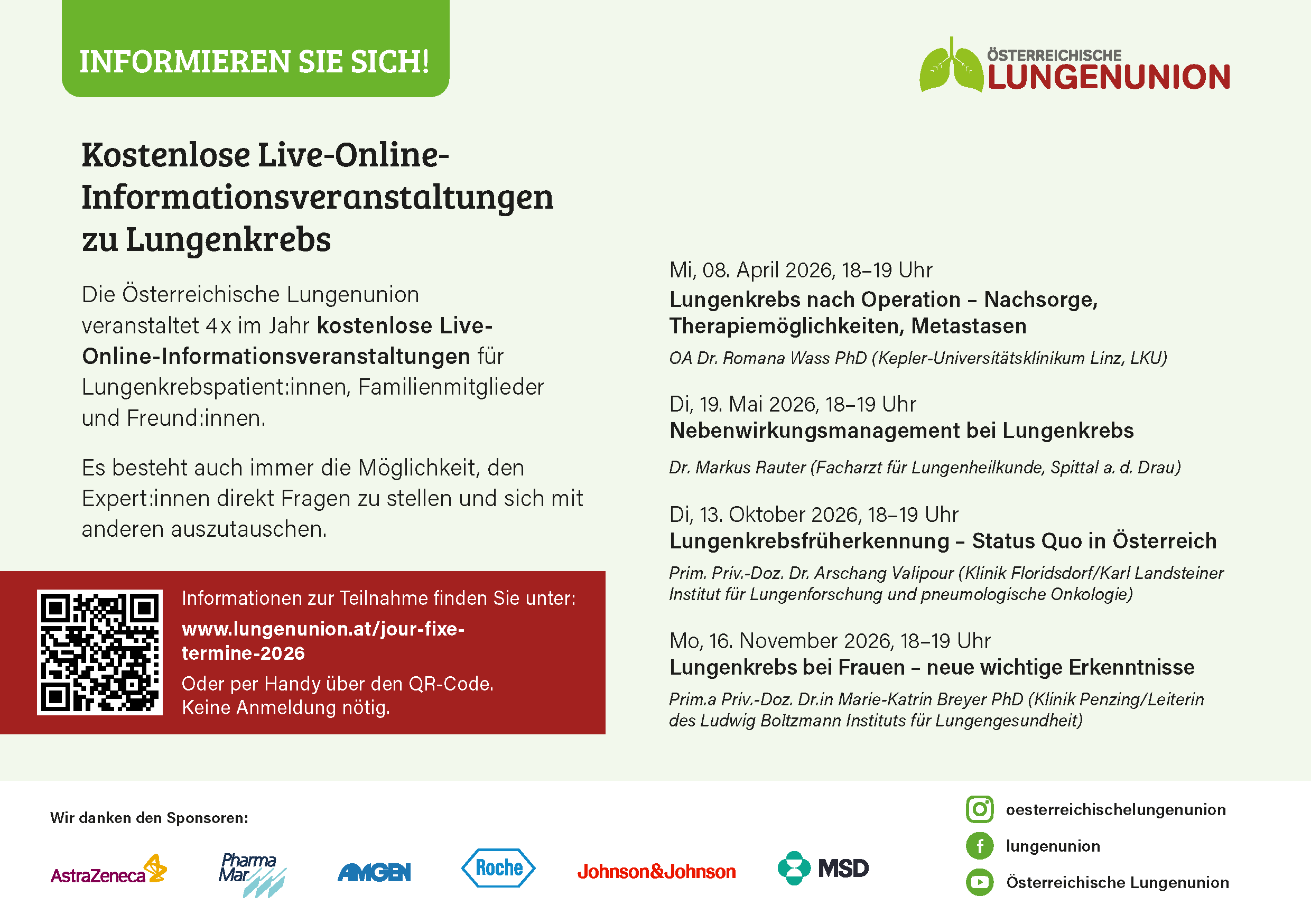 ÖLU-Lungenkrebs-Informationsveranstaltungen 2026
