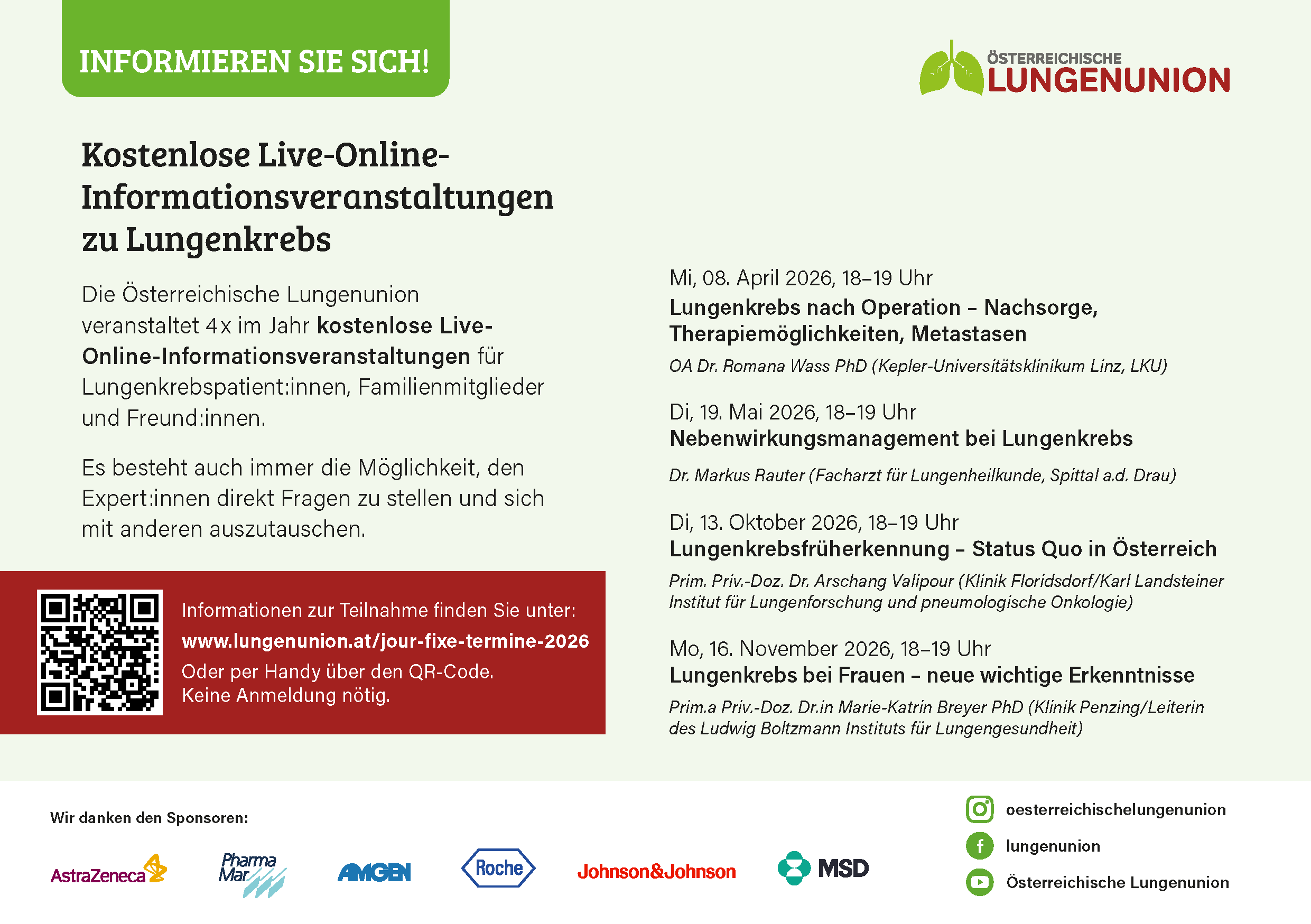 ÖLU-Lungenkrebs-Informationsveranstaltungen 2026