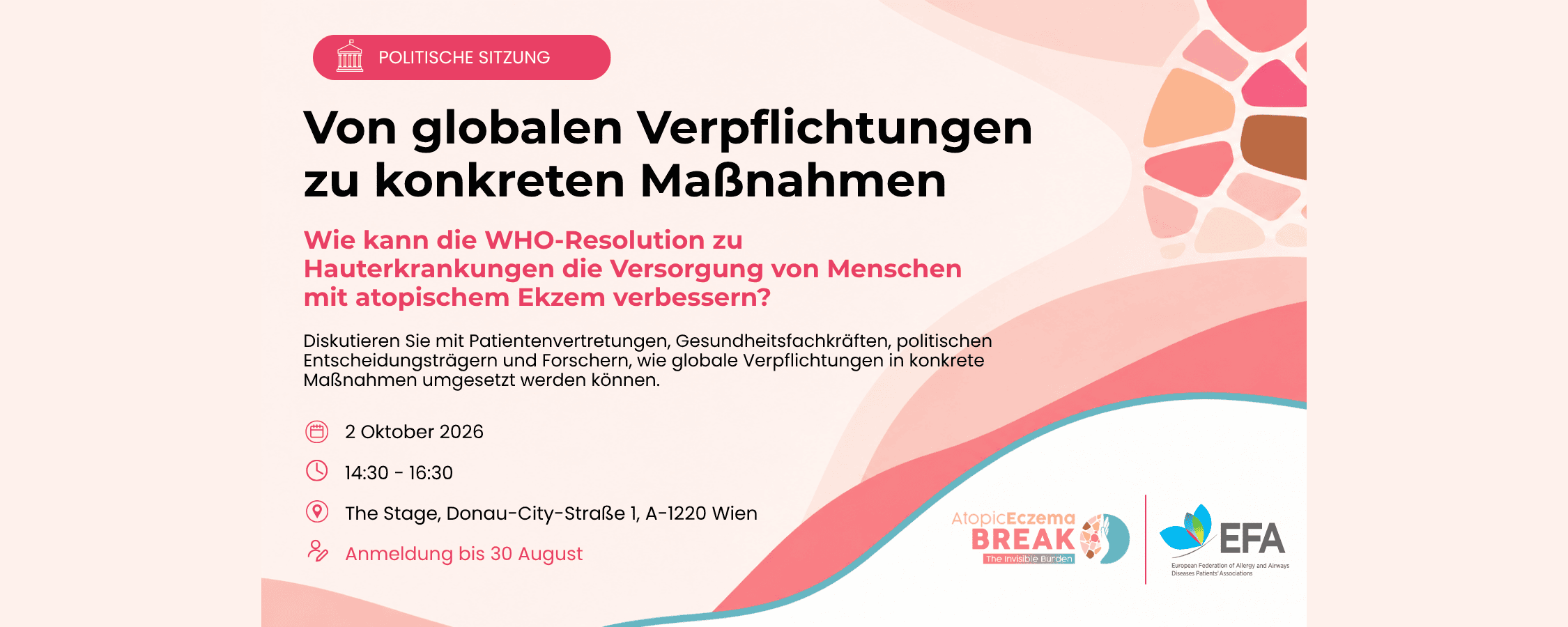 Einladung zur politischen Diskussion über die WHO-Resolution zu Hauterkrankungen: Von globalen Verpflichtungen zu konkreten Maßnahmen in Österreich –  #BreakTheInvisibleBurden